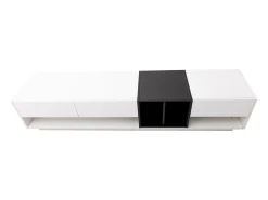 Móvel De Tv* Móvel de TV baixo moderno com 3 gavetas e compartimento de armazenamento aberto, 190 x 40 x 34 cm, Branco