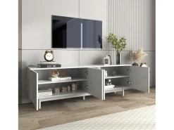 Móvel de TV com 4 portas, unidade de armazenamento com divisórias ajustáveis, 175 x 38 x 56 cm^ Móvel De Tv