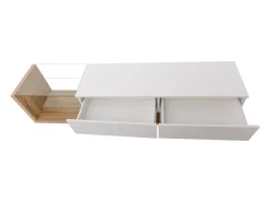 New Móvel de TV com gavetas, aparador de TV com iluminação LED e prateleiras de vidro, rack para TV para sala de estar. Branco