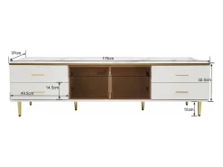Móvel de TV com iluminação LED, cômoda com 4 gavetas e 2 portas de vidro temperado.^ Móvel De Tv
