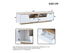 Móvel De Tv| Móvel de TV com iluminação LED - Móvel de TV com 2 gavetas e 2 portas - tampo em madeira e arrumação aberta Branco
