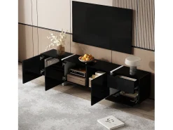 Merax Móvel de TV brilhante - 170 x 30 x 39 cm - com 4 portas + 1 gaveta - pés contrastantes - aglomerado -^ Móvel De Tv