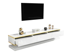 Merax Móvel de TV brilhante - 200 x 40 x 40 cm - com 3 gavetas - móvel de TV independente - aglomerado -^ Móvel De Tv