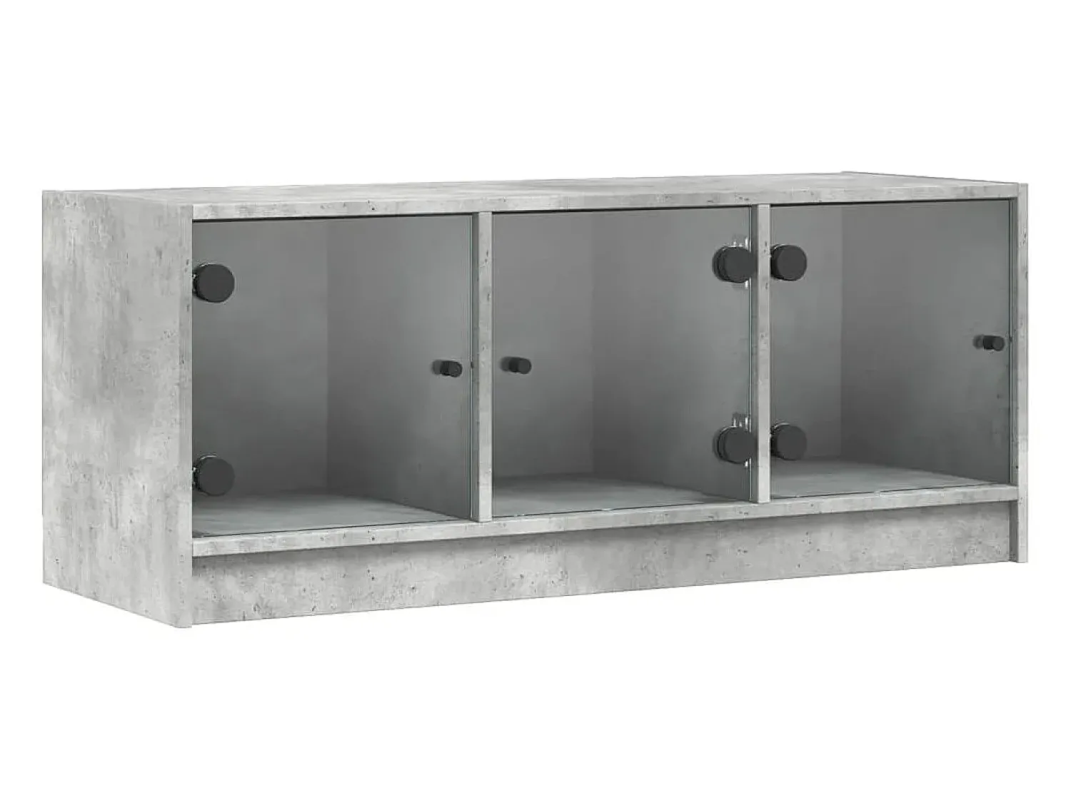 Móvel De Tv| Móvel de TV c/ portas de vidro 102x37x42 cm cinza cimento PT287244 Cinzento
