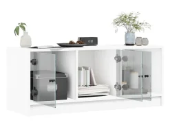Clearance Móvel de TV c/ portas de vidro 102x37x42 cm PT478176 Branco