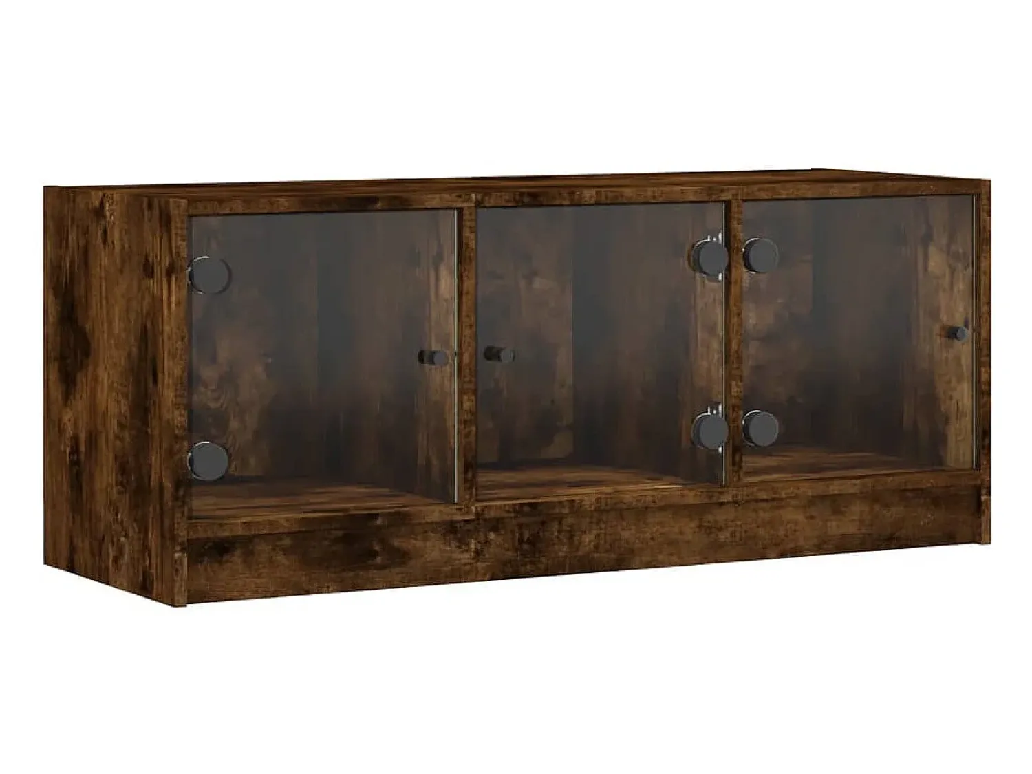 Móvel De Tv* Móvel de TV c/ portas de vidro 102x37x42 cm carvalho fumado PT270379 Castanho