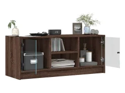 Móvel De Tv* Móvel de TV c/ portas de vidro 102x37x42 cm carvalho PT786879 Castanho
