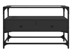 Móvel De Tv| Móvel de TV c/ tampo vidro 80x35x51 cm derivados madeira PT902693 Preto