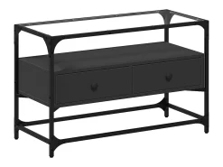 Móvel De Tv| Móvel de TV c/ tampo vidro 80x35x51 cm derivados madeira PT902693 Preto