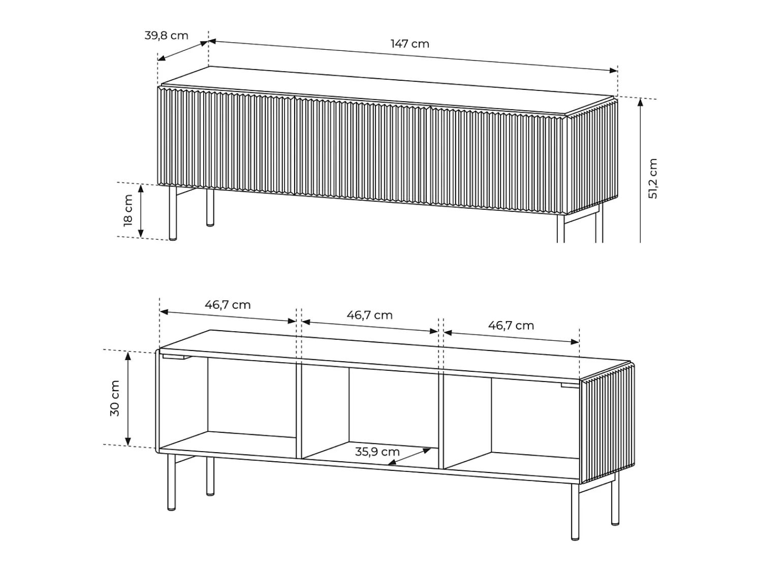 Móvel De Tv| Móvel de TV, caxemira, 147 x 51,2 x 39,8 cm Bege