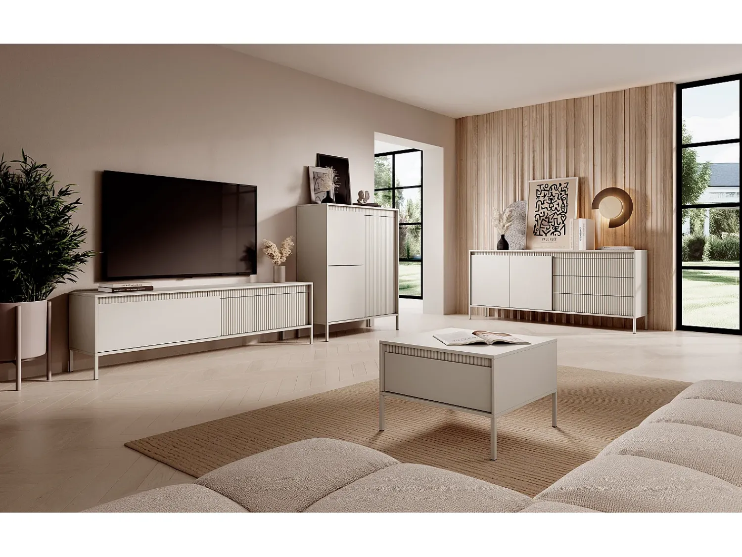 Móvel de TV: Caxemira, 53,4 x 187,1 x 39,5 cm Bege