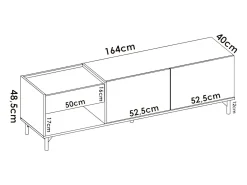 Móvel De Tv*Dmora Móvel de TV Cengalo, Aparador baixo da sala, Aparador da sala para televisão, 164x39h49 cm, Carvalho Notado e Antracite Castanho