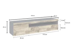 Dmora Móvel de TV Claudio, Aparador baixo de sala, Base de móvel de televisão, 100% Fabricado na Itália, 150x40h37 cm, Ardósia e Bordo, com luz LED^ Móvel De Tv