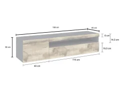 Móvel De Tv|Dmora Móvel de TV Claudio, Aparador baixo de sala, Base de móvel de televisão, 100% Fabricado na Itália, 150x40h37 cm, Ardósia e Bordo Castanho