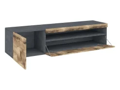 Móvel De Tv|Dmora Móvel de TV Claudio, Aparador baixo de sala, Base de móvel de televisão, 100% Fabricado na Itália, 150x40h37 cm, Ardósia e Bordo Castanho