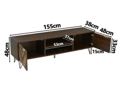 Móvel De Tv*ModernLuxe Móvel de TV 160cm - 2 compartimentos e 2 portas - folheado veio de madeira - painéis de partículas - Marrom Castanho