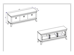 Móvel De Tv*Meublorama Móvel de TV 160cm coleção PALACE com 3 gavetas. Cor e carvalho. Branco