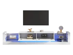 Merax Móvel de TV com 2 gavetas dobráveis - 181 x 38 x 38 cm - LEDs - Aglomerado - brilhante^ Móvel De Tv