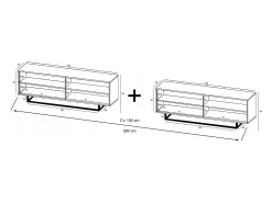 Móvel de TV com 8 portas - corpo carvalho wotan, frentes mate - 300 cm, estrutura metálica^ Móvel De Tv