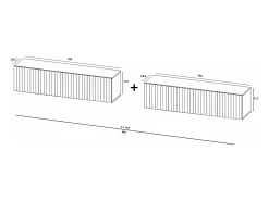 Móvel de TV com 8 portas – Corpo mate, frentes ranhuradas mate – 300 cm^ Móvel De Tv