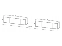 Móvel De Tv| Móvel de TV com 8 portas – estrutura em carvalho Wotan, frentes mate – 300 cm Preto