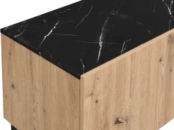 Móvel De Tv|Vente-unique Móvel de TV com 2 portas, 1 gaveta e 1 nicho cor natural e efeito mármore preto - LIOMENA Preto / Natural claro