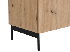 Móvel De Tv|Vente-unique Móvel de TV com 2 portas, 1 gaveta e 1 nicho cor natural e efeito mármore preto - LIOMENA Preto / Natural claro