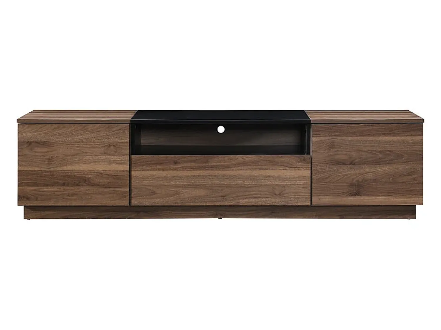 Móvel De Tv|Vente-unique Móvel de TV com 2 portas, 1 gaveta e 1 nicho - Castanho escuro e Preto - CEMILINA Preto / Natural escuro