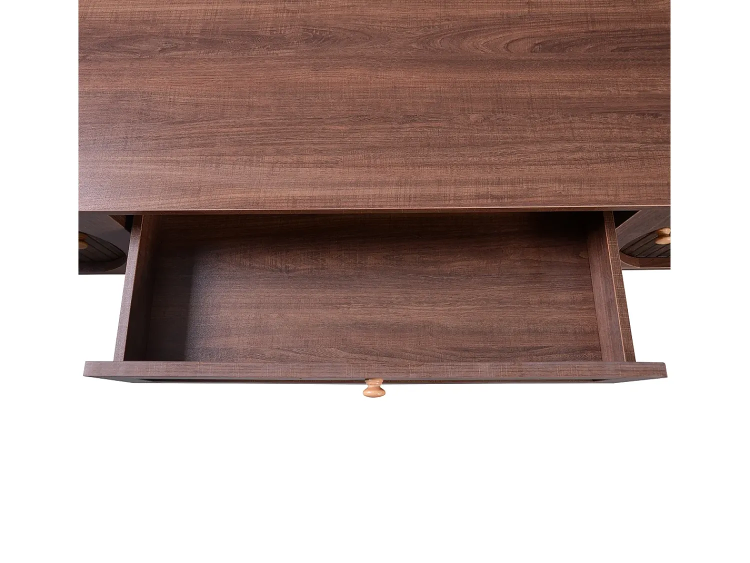 Móvel De Tv*Hauss Spole Móvel de TV com 2 portas de correr e 2 gavetas em rattan, folheado a madeira castanha Castanho