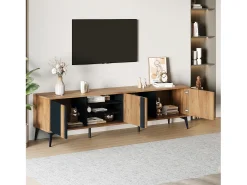 Móvel De Tv|Merax Móvel de TV com 3 portas e 3 nichos abertos - 180 x 40 x 50 cm - Aglomerado - Marrom e Preto