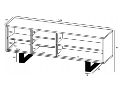 Móvel de TV com 3 portas e 1 nicho – estrutura em carvalho Wotan, frentes mate – 150 cm, pés de metal^ Móvel De Tv