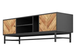 Móvel De Tv* Móvel de TV com 2 portas e 3 compartimentos, Móvel de TV com pés de suporte de metal, Preto