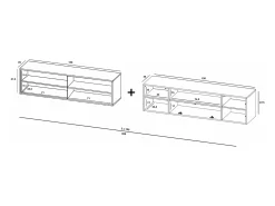 Móvel De Tv* Móvel de TV com 7 portas e nicho – corpo mate, fachadas caneladas mate – 300 cm Branco