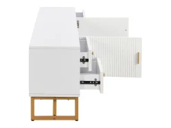 Outlet Móvel de TV com armazenamento, 2 portas e 4 gavetas, Móvel de TV baixo, Pés e puxadores dourados, Branco