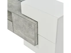 Móvel De Tv* Móvel de TV com armazenamento, 6 portas e 2 gavetas, Móvel de TV moderno com luz LED, cinza + Branco