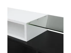Móvel de TV com arrumação, 6 portas e 2 gavetas, com LED, superfície de alto brilho, preto e^ Móvel De Tv