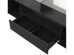Móvel de TV com arrumação, 6 portas e 2 gavetas, com LED, superfície de alto brilho, preto e^ Móvel De Tv