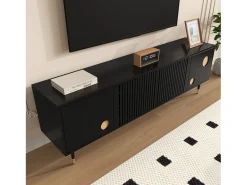 Móvel De Tv*Merax Móvel de TV com estrutura treliçada - 170 x 36 x 54 cm - com 4 portas - MDF - Preto