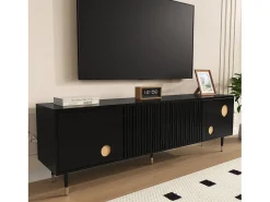 Móvel De Tv*Merax Móvel de TV com estrutura treliçada - 170 x 36 x 54 cm - com 4 portas - MDF - Preto