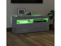 vidaxl Móvel de TV com luzes LED 90x35x40 cm cimento Cinzento