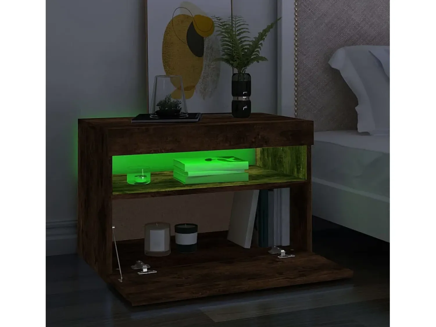Online Móvel de TV com luzes LED 60x35x40 cm carvalho fumado PT604658 Castanho
