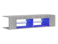 Móvel De Tv| Móvel de TV com luzes LED 135x39x30 cm sonoma PT611946 Cinzento