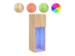 Móvel De Tv| Móvel de TV com luzes LED 30,5x30x90 cm carvalho sonoma PT956212 Castanho