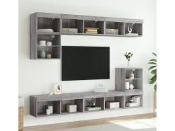 Móvel De Tv| Móvel de TV com luzes LED 80x30x30 cm sonoma PT995284 Cinzento