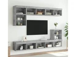 Móvel De Tv* Móvel de TV com luzes LED 80x30x30 cm cimento PT149346 Cinzento