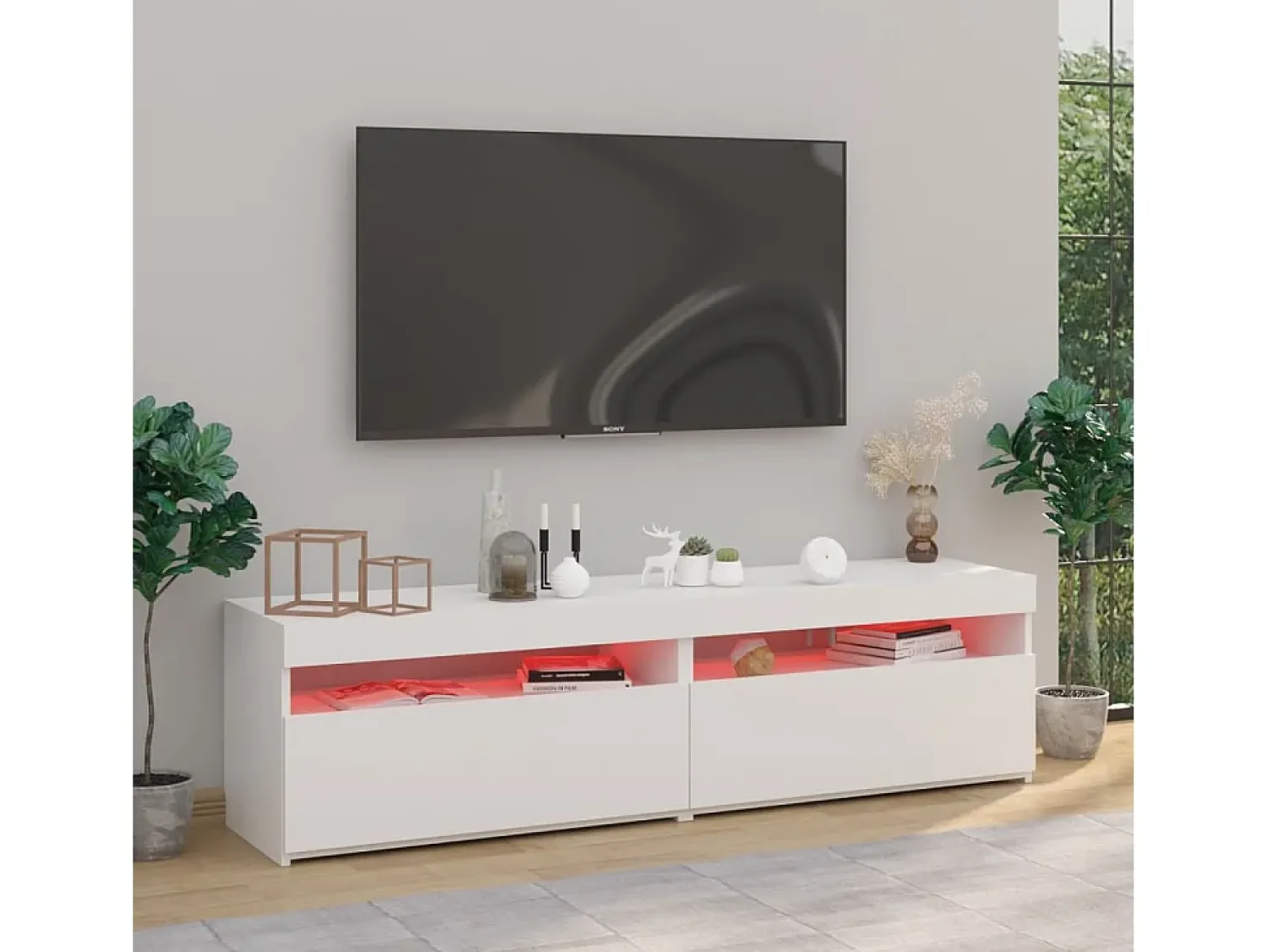 New Móvel de TV com luzes LED 2 pcs 75x35x40 cm PT233763 Branco