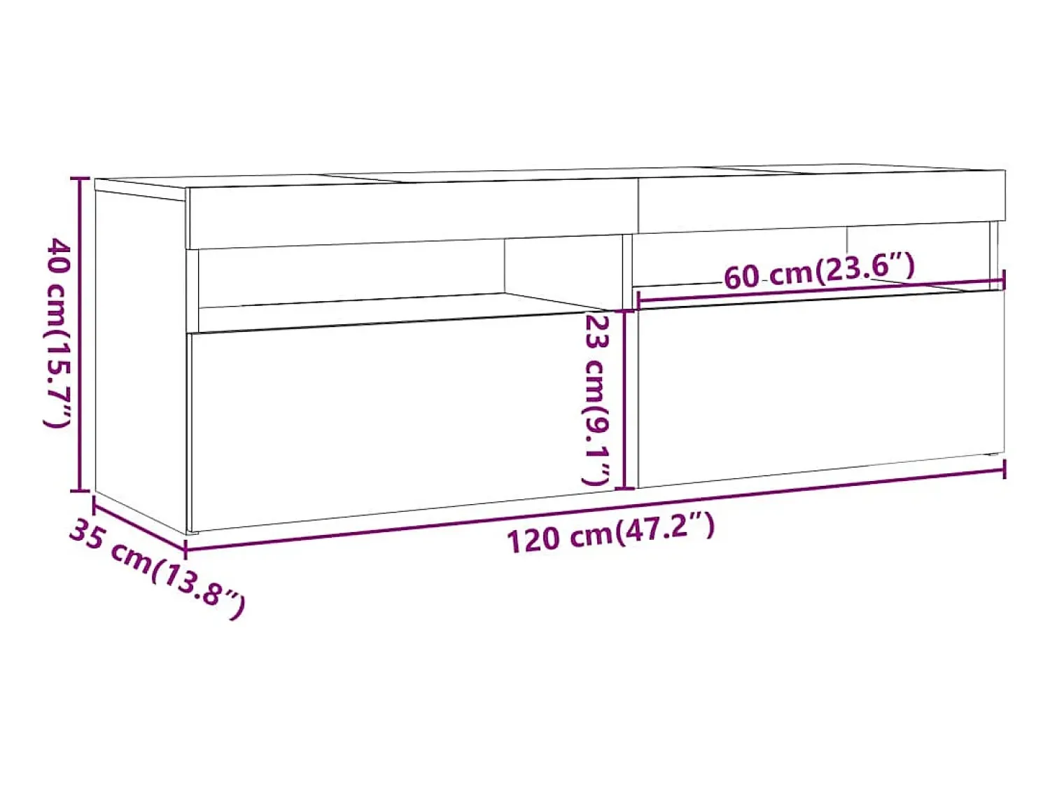 Móvel De Tv|vidaxl Móvel de TV com luzes LED 120x35x40 cm brilhante Branco