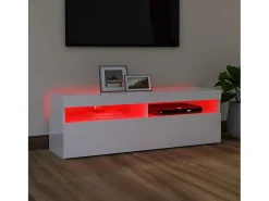 Móvel De Tv| Móvel de TV com luzes LED 120x35x40 cm brilhante PT518739 Branco