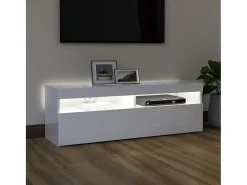 Móvel De Tv| Móvel de TV com luzes LED 120x35x40 cm brilhante PT518739 Branco