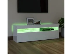 Móvel De Tv| Móvel de TV com luzes LED 120x35x40 cm brilhante PT518739 Branco